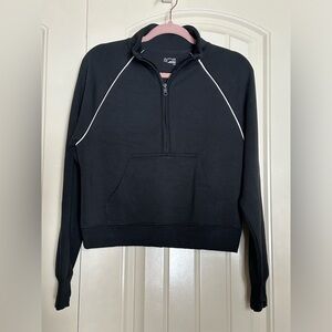 Offline by Aerie Black Zip-Up Jacket with White Accents